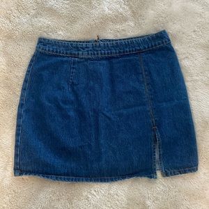 Lioness Miss Lola Dark Blue Denim Mini Skirt in Size L